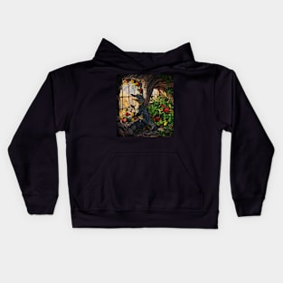 watercolor alligator with garden and mixed flowers Kids Hoodie